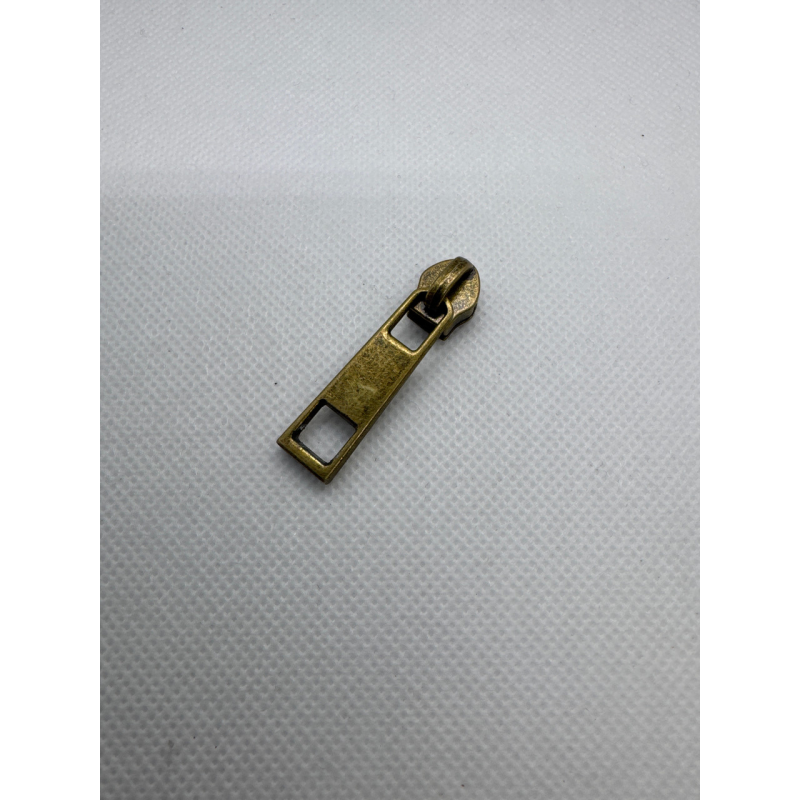 Бігунок сумковий без фіксатора на спіральну блискавку No7 антик