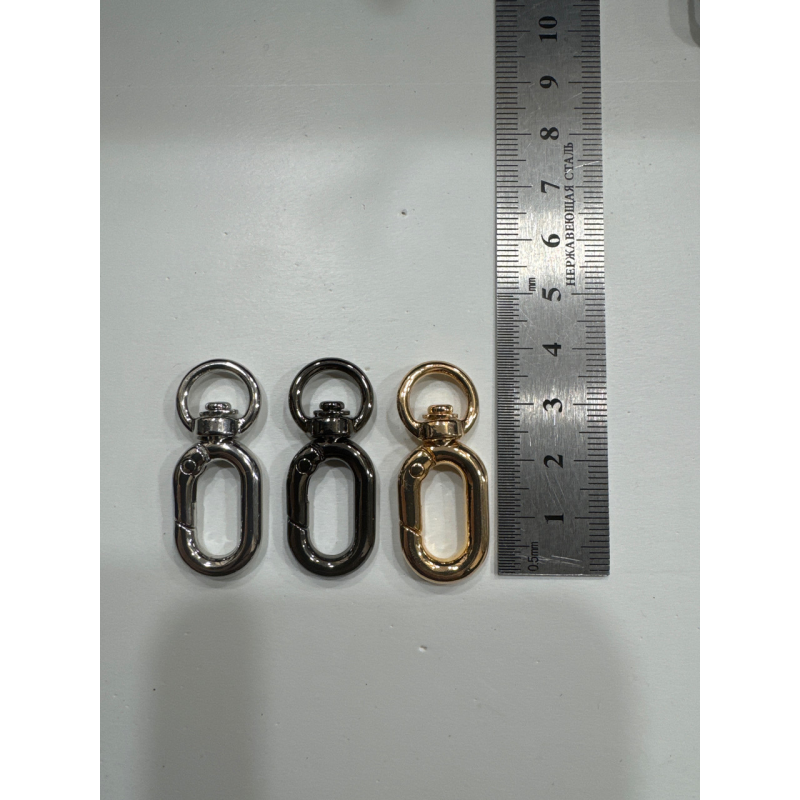 Карабін сумковий 10 мм вушко, довжина 38 мм Темний нікель Карабін сумковий 10 мм вушко, довжина 38 мм Темний нікель